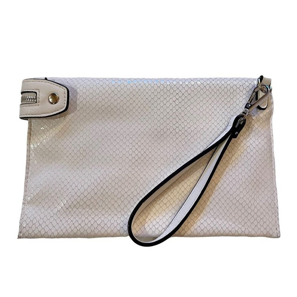 Sondra Roberts Snakeskin Wristlet Clutch Embossed Zipper